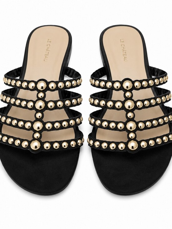 le chateau Shoes - Le Chateau Black Sandals with Gold Accents Sz 8